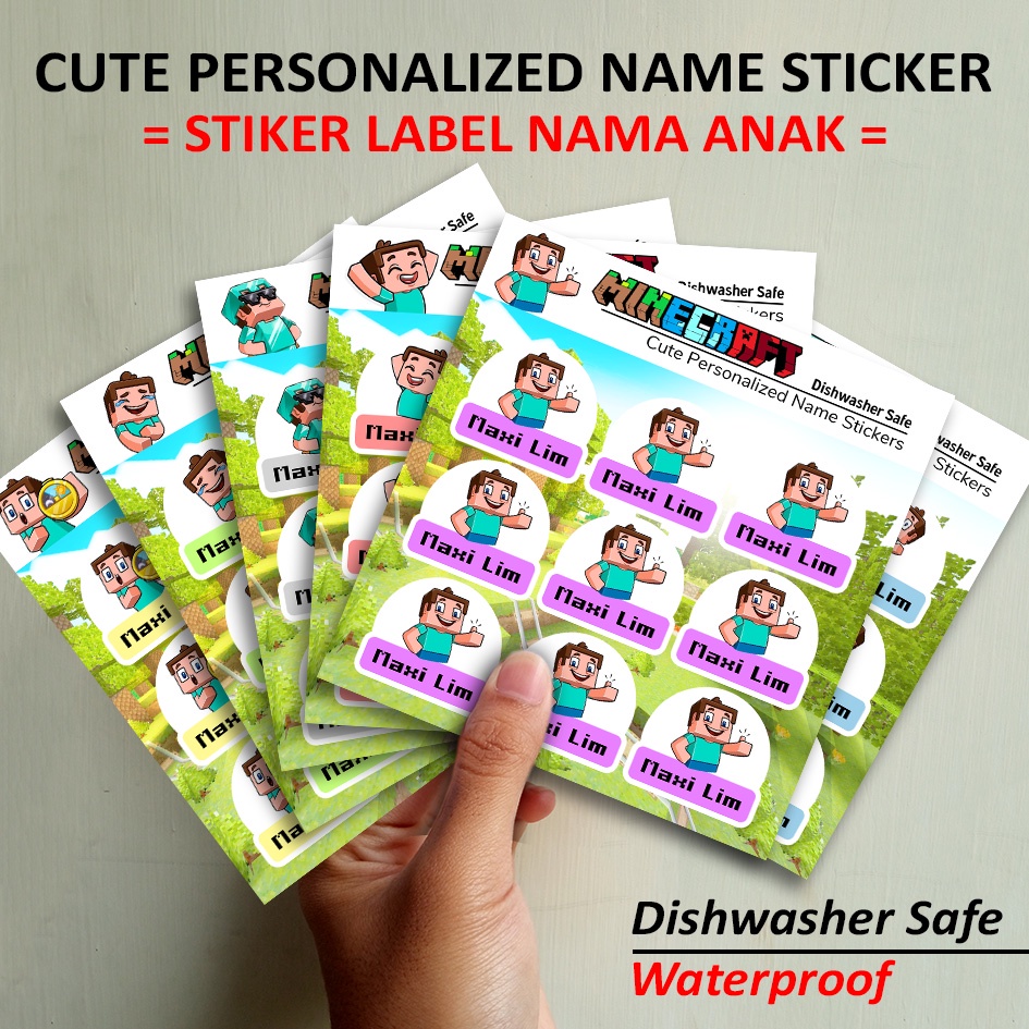 

STIKER LABEL NAMA ANAK CUSTOM STICKER NAME TAG LABEL KUSTOM SERI MINECRAFT