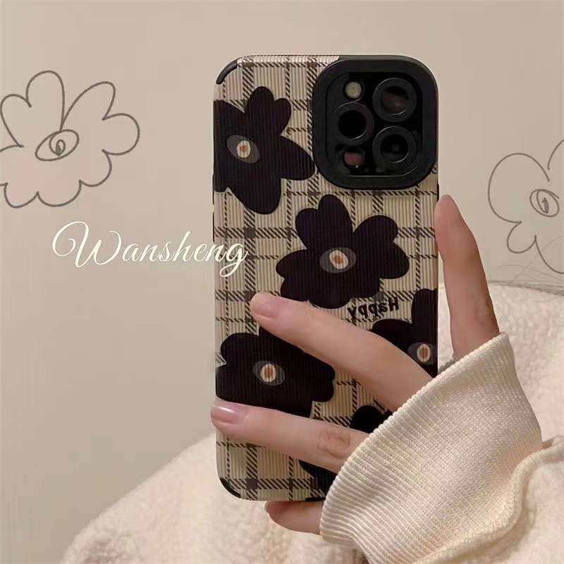 Plaid Flowers Soft Case OPPO A3S C1 A7 A5S A12 A11K A9 A5 A53 A33 2020 A52 A92 Casing VIVO Y11 Y12i Y12 Y15 Y17 Y50 Y30 Y30i Y83 Y81 Y20 Y20i Y20S Y20A Y12S Y91C Y93