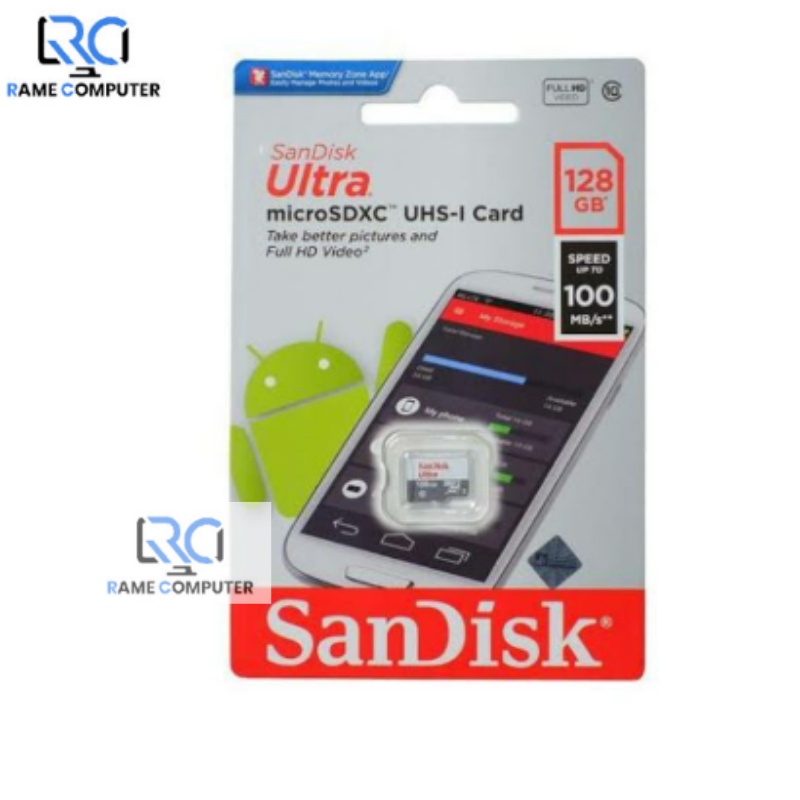 Original SanDisk Ultra microSDXC UHS-I Class 10 128GB 100MB/s GARANSI RESMI Memori Micro Sd