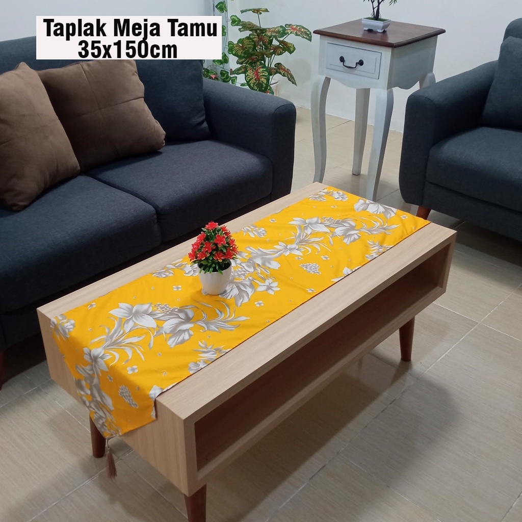 Taplak Meja Tamu Ukuran 35x150cm Kain Katun