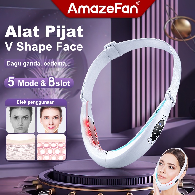 AmazeFan Alat pijat pelangsing wajah elektrik facial Lifting Pembuat Bentuk V-Shaped 5Mode＆8tingkat getaran＆Terapi Foton Merah dan Biru Pengurangan dagu ganda Anti-kerut face lift wajah V kecil Menghilangkan bengkak alat kecantikan penurunan berat badan