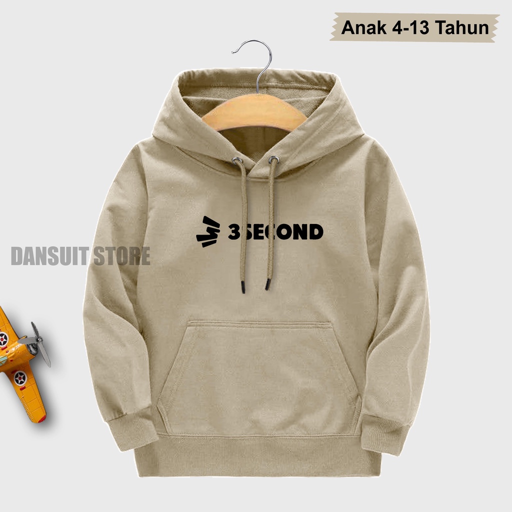 Sweater Hoodie Anak Laki-laki/Perempuan Usia 4-13 Tahun Hoodie Anak Sablon 3SECOND Terbaru Bahan Tebal Premium