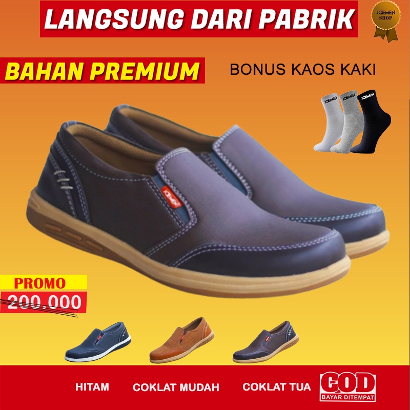 Sepatu Spatu Sneakers Sneaker Kulit Pria Cowok Original 100% Tanpa Tali Casual Murah Korea Korean St