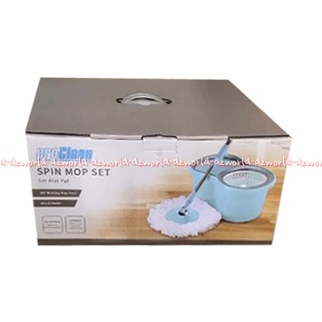 Proclean Spin Mop Set Alat Pel Berputar Biru Muda Pro Clean MOP Pel Lantai Berputar Dengan Ember Tanpa Injakan Kain Pelan