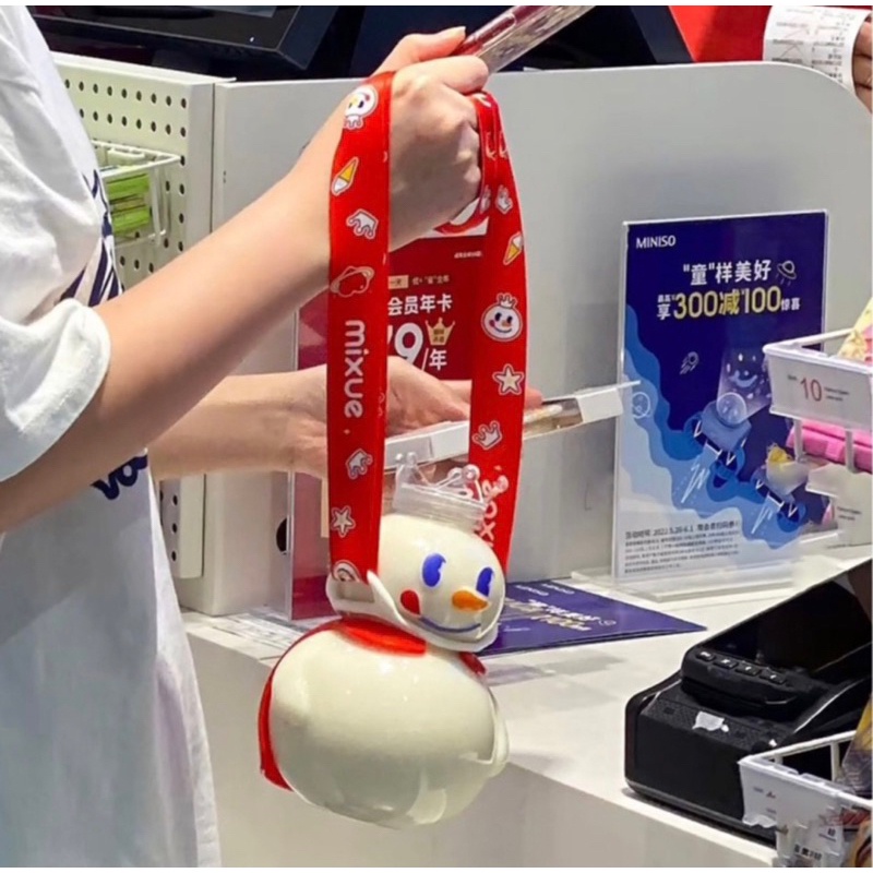 Botol Minum Mixue Viral Lucu / Tempat Minum Kekinian Bening 700 ML