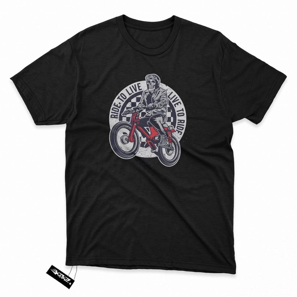 Kaos MOTOR Ride To Live - Live To Ride - STREET CUB - Kain Katun Tshirt / baju distro Keren gambar d
