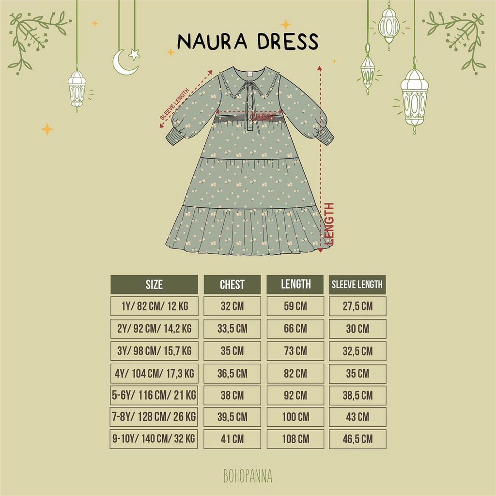 Bohopanna Naura Set / Dress Anak Perempuan Raya Collection