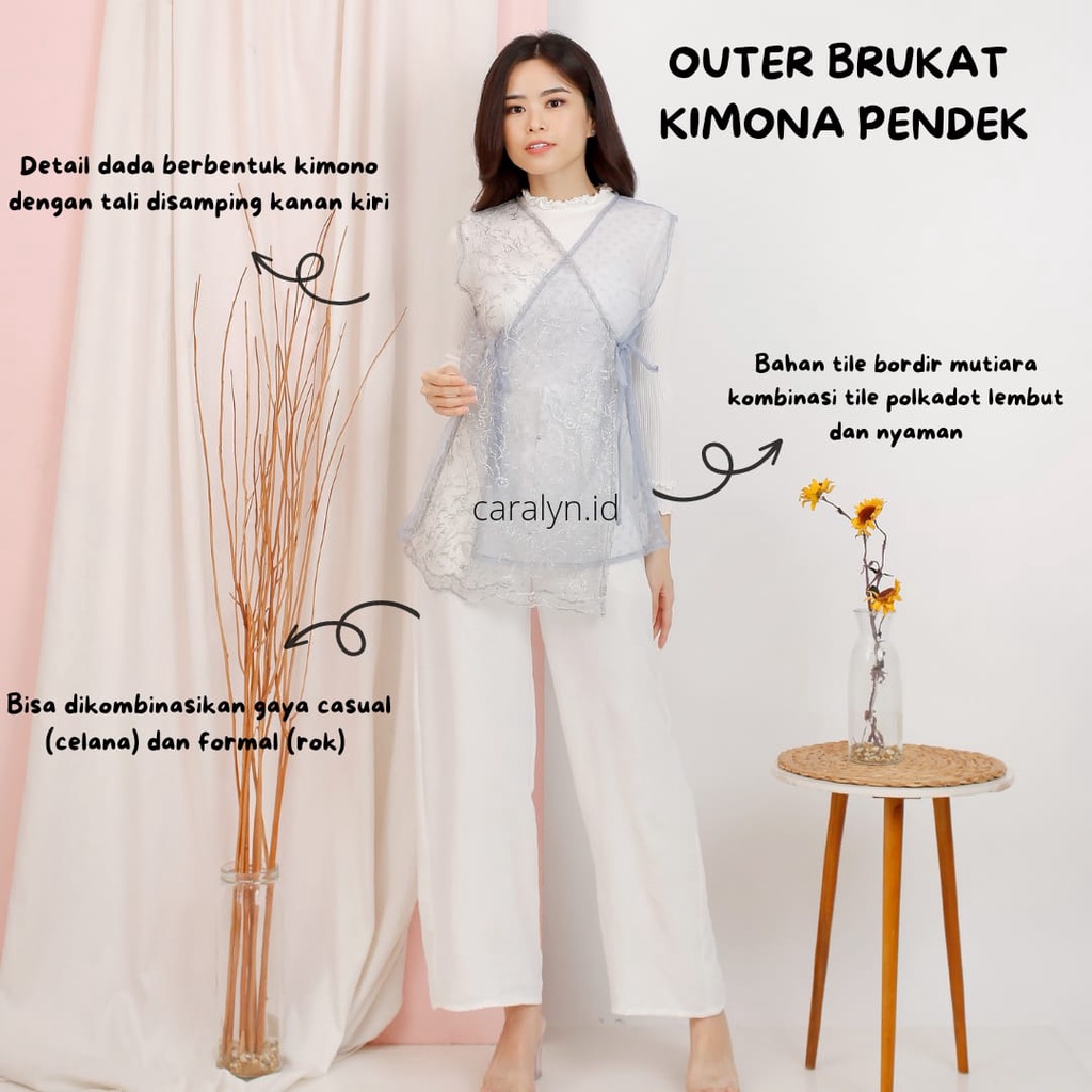 OUTER KIMONA PENDEK OUTER BRUKAT KONDANGAN TANPA LENGAN