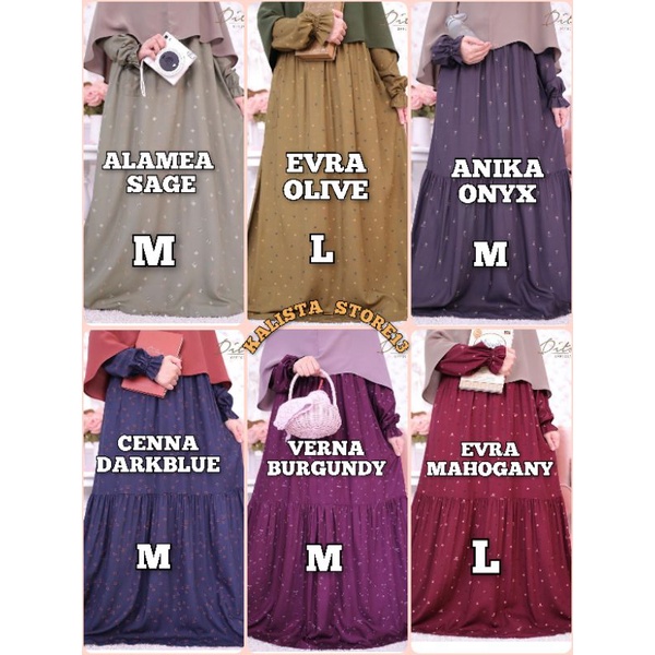 DITSY MARET 2023 ALAMEA SAGE M,EVRA OLIVE L,ANIKA ONYX M,CENNA DARKBLUE M,VERNA BURGUNDY M,EVRA MAHO