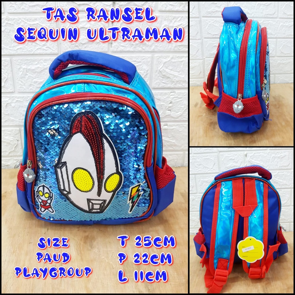 Tas Sekolah Anak Ransel Import Sequin Superhero / Tas Sekolah Backpack Anak SD dan TK dan Playgroup Anak Laki - Laki