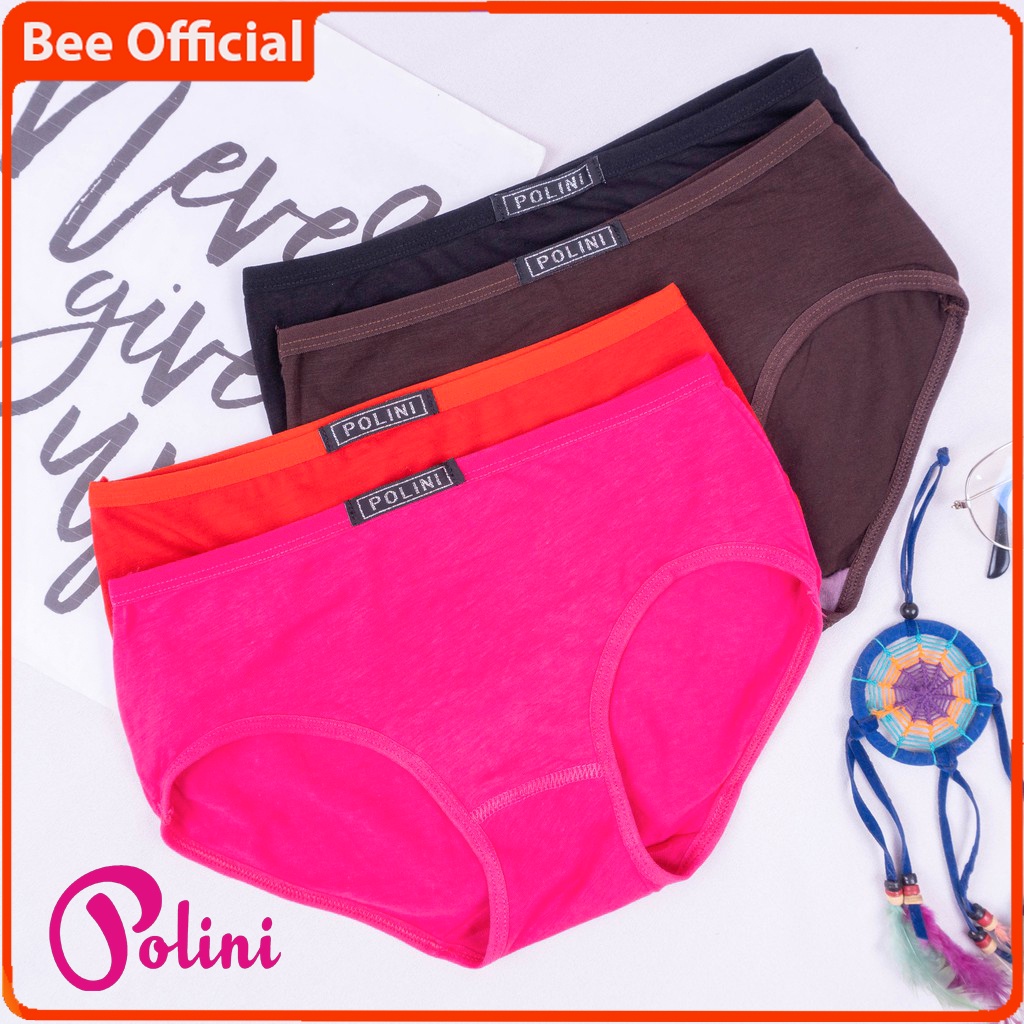 BEE - Celana Dalam Wanita Mid Waist cd Polos Bahan Katun Kualitas Premium 8869 POLINI