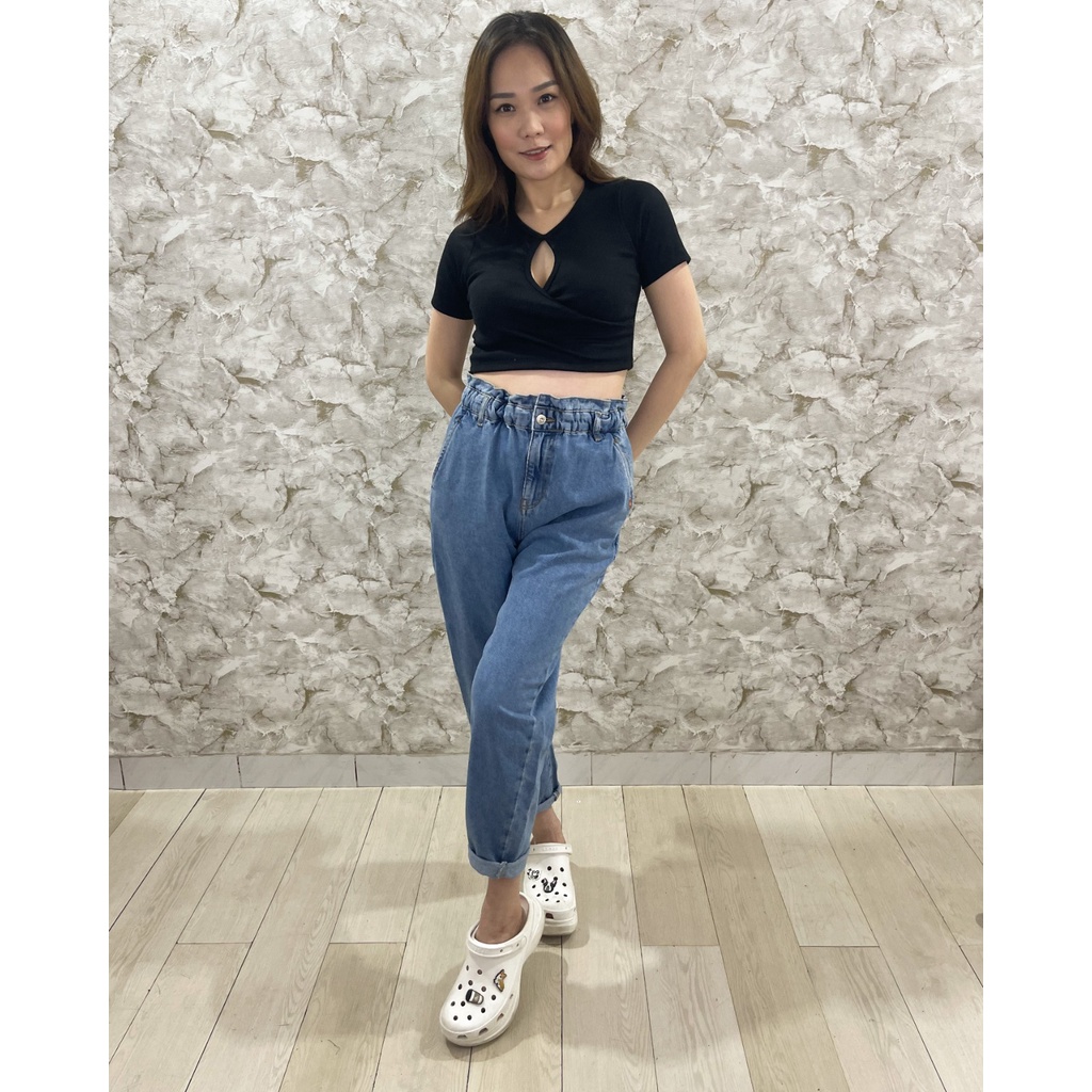 MODAVIE - YUNA CROPTOP Baju Atasan Crop Wanita Rib Knit O-Neck