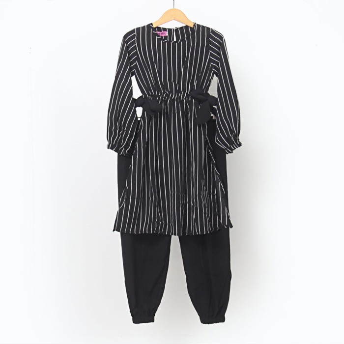 Gamis Anak Perempuan 3 - 12 Tahun Baju Setelan Gamis Muslim Anak Perempuan 1076 - Hitam Uk 4 3-4Thn 