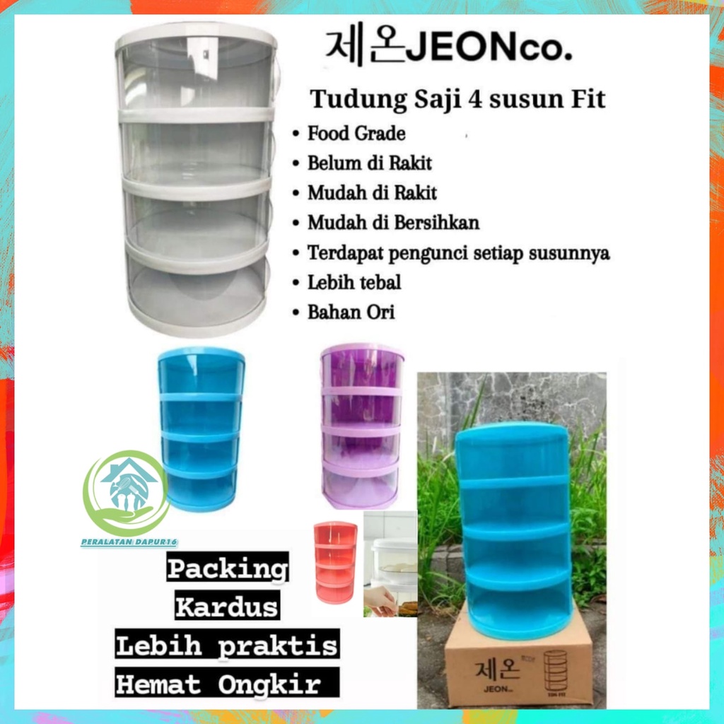 TUDUNG SAJI JEON 4 SUSUN BELUM RAKITAN / TUDUNG SAJI WARNA 4 SUSUN / FOOD STORAGE 4 SUSUN MURAH