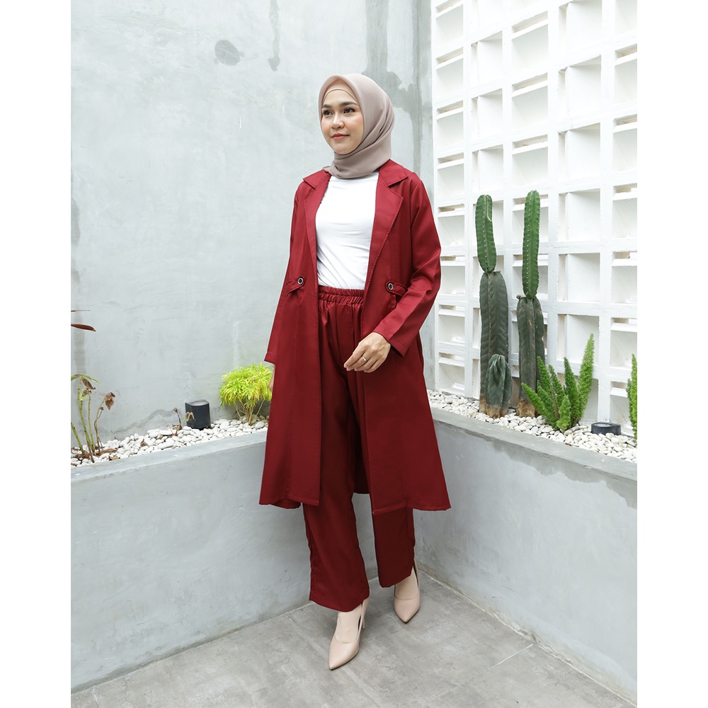One Set GOREYO Long Blazer - Pakaian Wanita Terbaru by Hijab Mamah icis