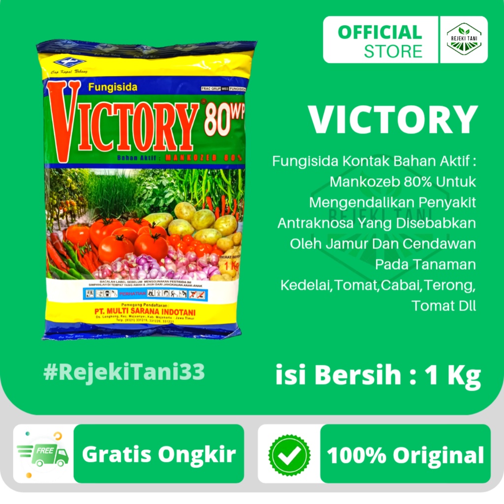 VICTORY 80WP Fungisida Kontak Bersifat Protektif Mancozeb 1 kg Untuk Mengendalikan Penyakit Bercak U