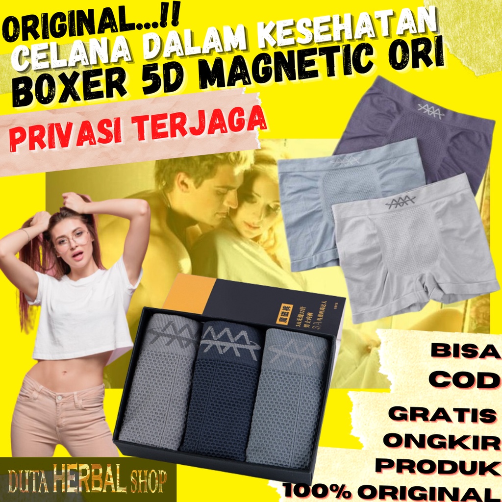 Celana Dalam 5D PRIVASI AMAN Magnetic Premium Boxer Therapy Kesehatan
Vitalitas Pria CD Magnet 1 Box Isi 3 Pc Original