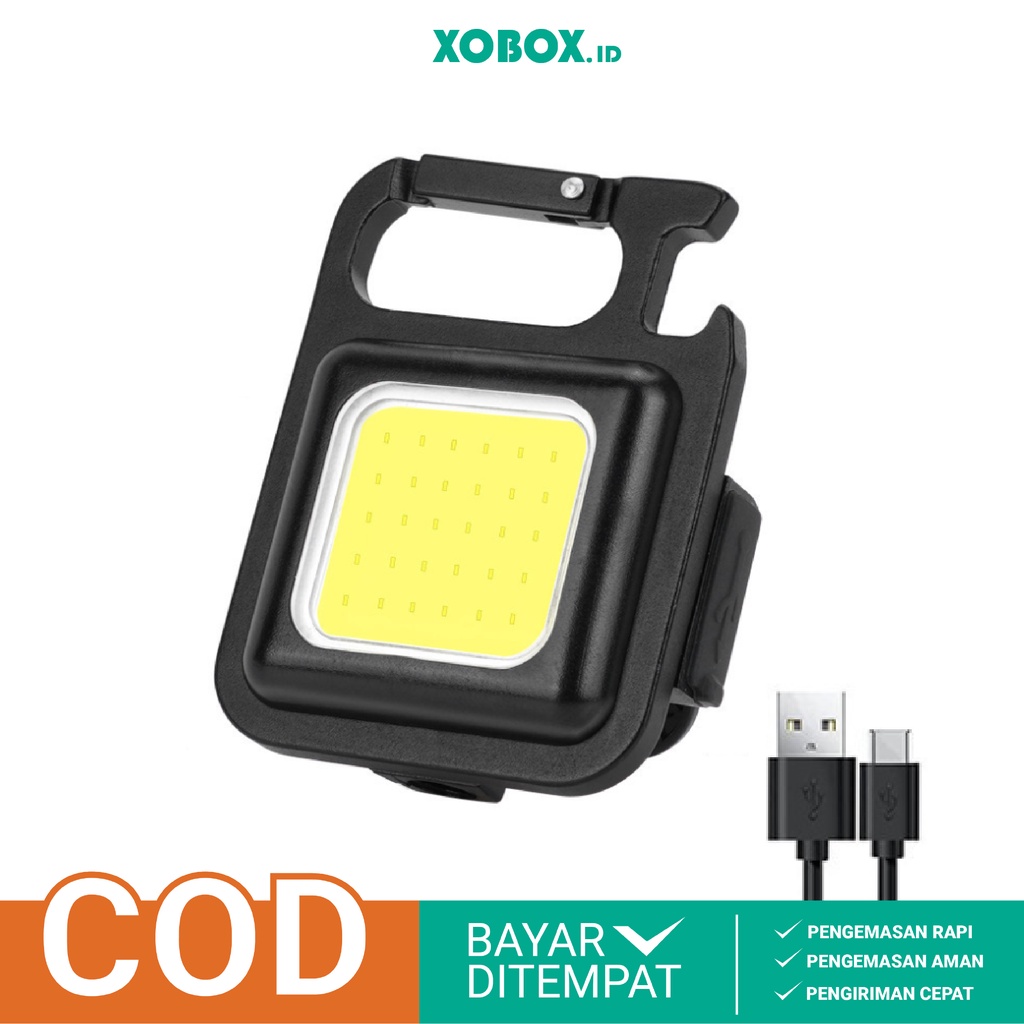 Lampu Senter Mini COB Light LED Gantungan Kunci Alumunium 3 Level Penerangan Rechargeable Multifungsi HM029 - XOBOX