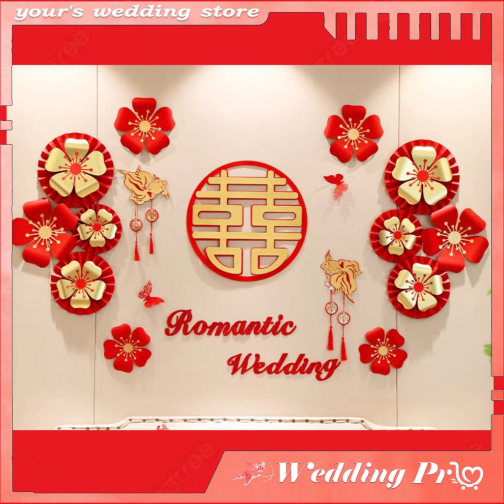 SET Dekorasi Wedding / Tempelan / Sticker Xi Sanjit / Dekor Kamar Wedding / Dekorasi Suang Xi / Deko