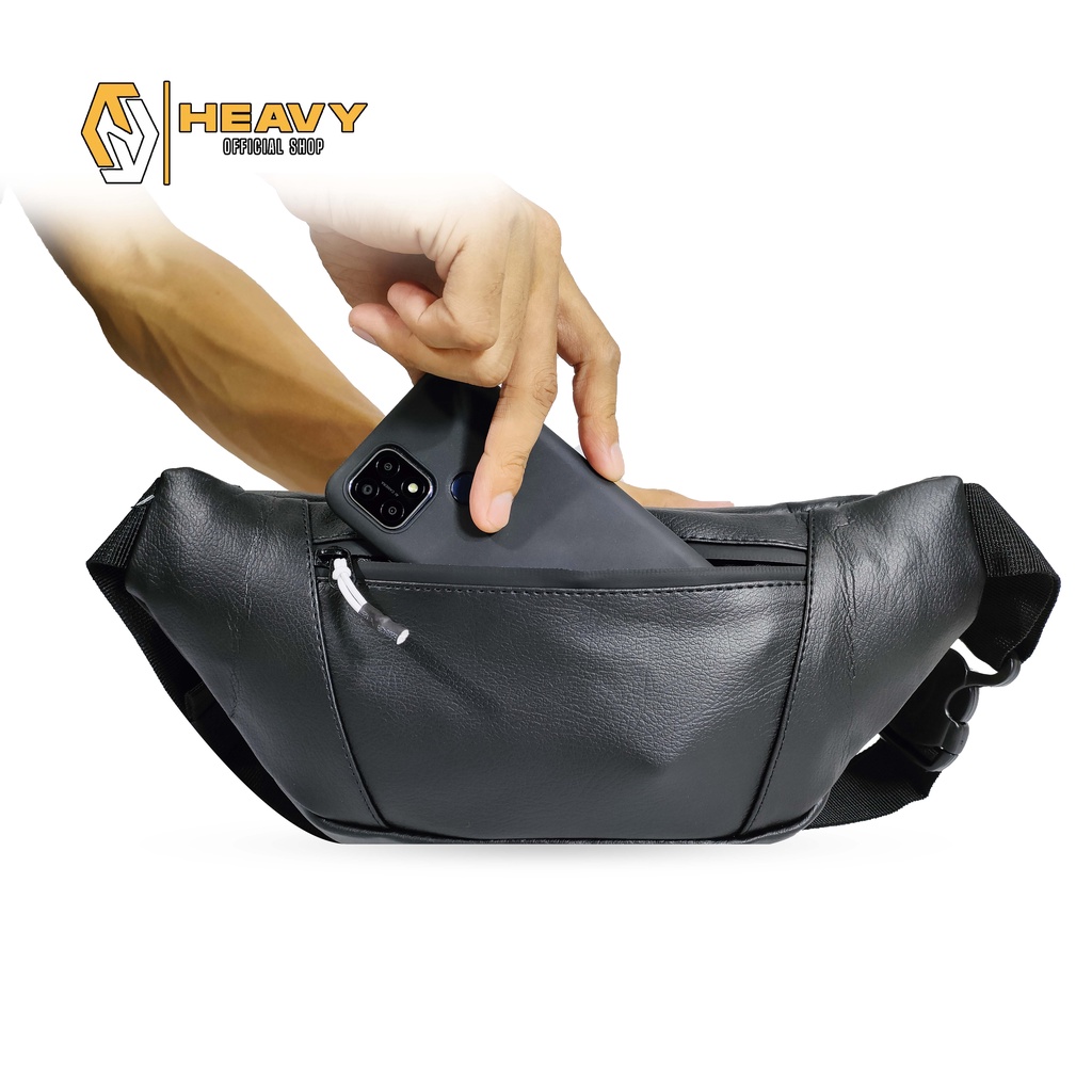 Tas Heavy Waistbag Premium PU Kulit Sintectik | Tas Pinggang Pria Heavy