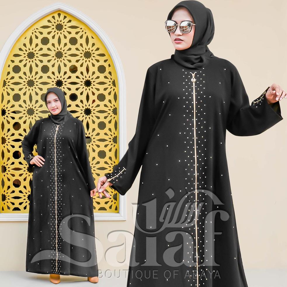 BOOMING Terbaru Baju Abaya Gamis Hitam Turkey Abaya Bordir Bahan JetBlack Lembut Kwalitas Boutique A