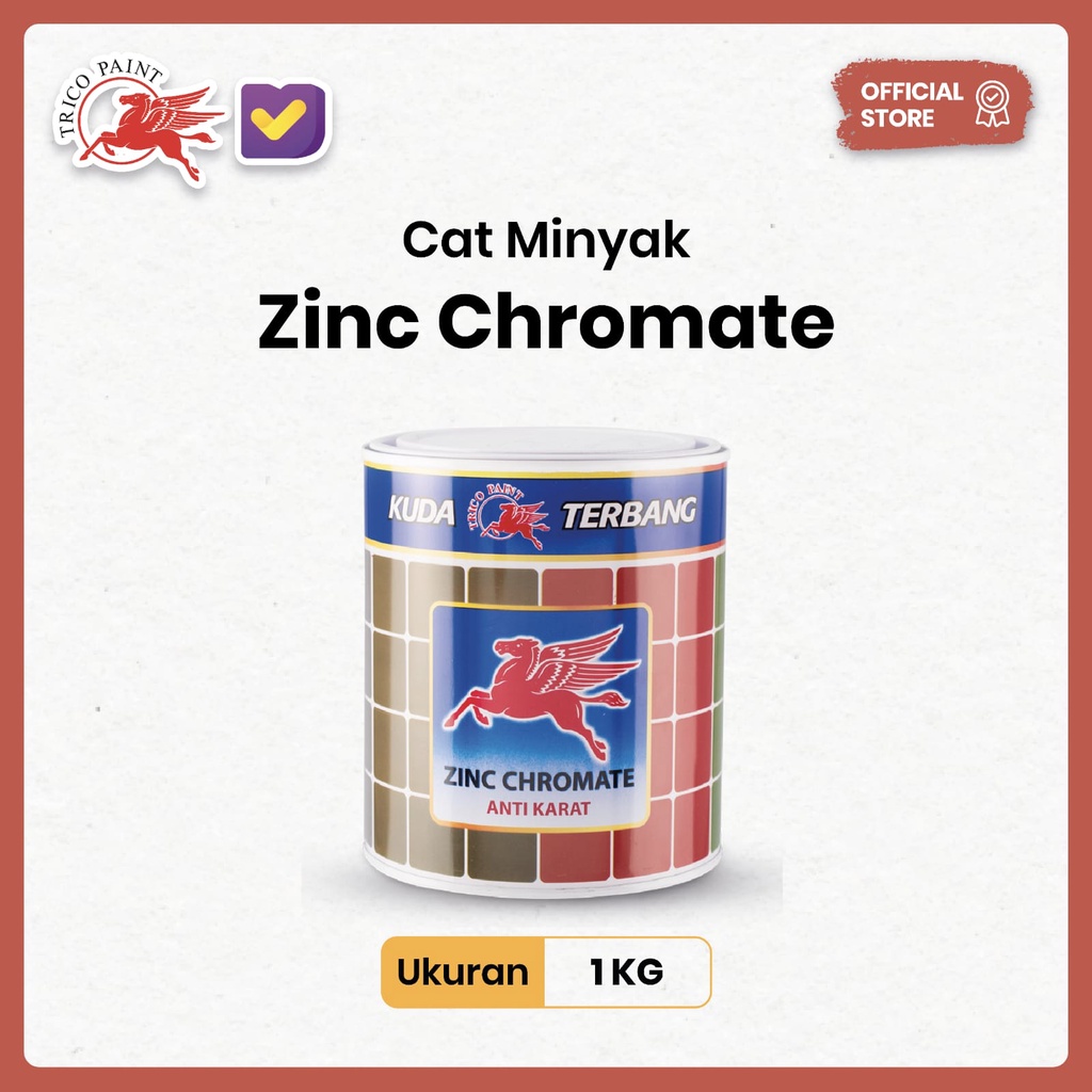 Cat Kuda Terbang - Zinc Chromate ( Cat Minyak ) - 1kg - Cat Kayu &amp; Besi