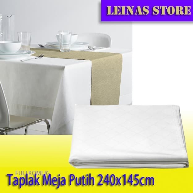 NEW Taplak Meja Putih 240x145cm / Taplak meja 4-6 Bangku