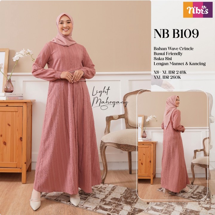 BISA COD - Gamis Nibras Dewasa NB B109 BLACK - LIGHT MAHOGANY - BURGUNDY Terbaru 2023 / Fashion Muslim Nibras