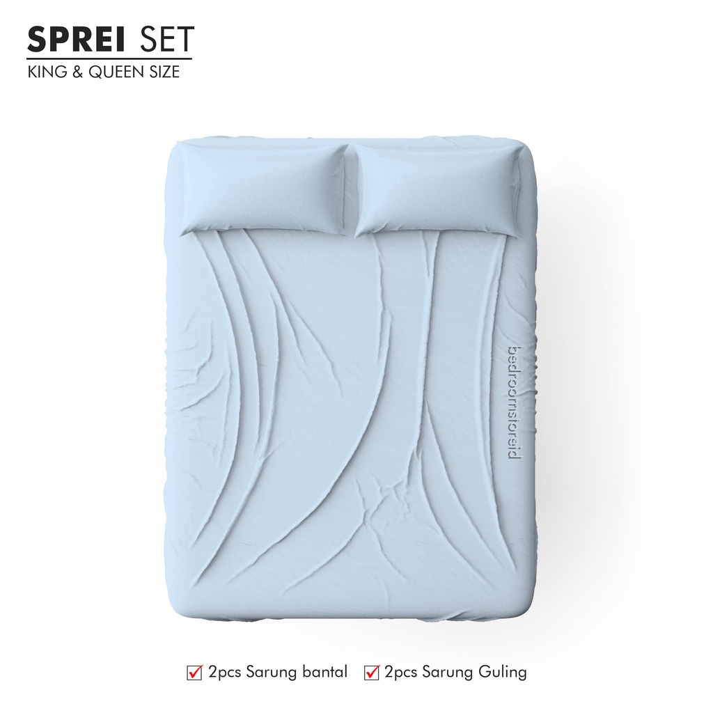 SPREI AESTHETIC POLOS BIRU MUDA ALA KOREA SUDAH TERMASUK SARBAN SARGUL