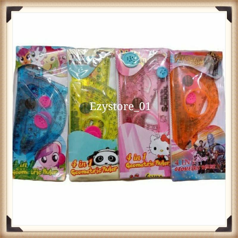 

Penggaris set warna geometric Ruler 4 in 1