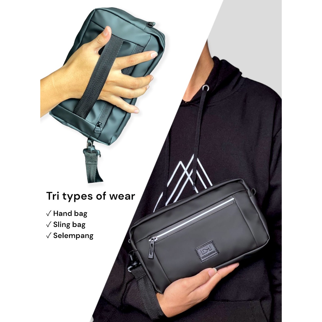 Clutch Pria Wanita ZERO Multifungsi Anti Air - Hand Bag Sling Bag Hanging Bag Bahan Balon Waterproof Halus