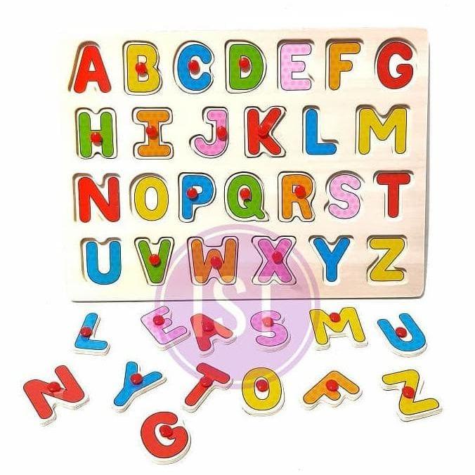 Wooden Knob Puzzle Huruf Besar A102 - Mainan Edukasi Edukatif Anak Pintar