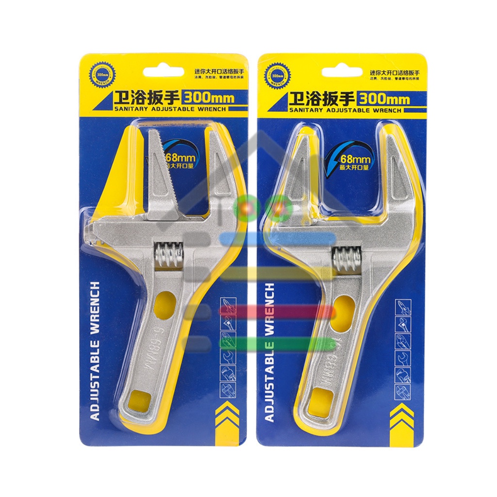 KUNCI INGGRIS 6 - 68 ADJUSTABLE WRENCH LARGE OPENER KUNCI PAS PIPA LEDENG DLL BLISTER