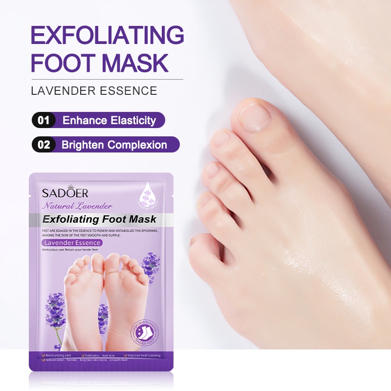 【READY STOCK】SADOER Lavender&amp;Goat's Milk Exfoliating Foot Mask Remove Dead Skin Peeling Foot Care Peeling Cuticles Heel