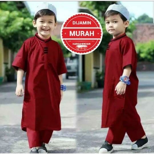 baju anak laki laki  Baju Setelan Anak Laki laki Baju Koko Pakistan Baju Muslim Anak Laki - Maroon, 