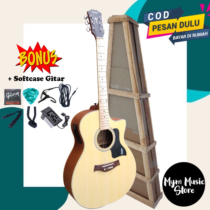 Gitar Akustik Taylor neck utuh Packing Kayu