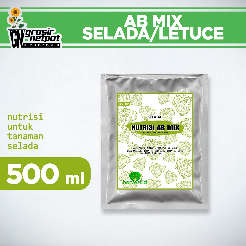 Nutrisi Hidroponik AB MIX Selada / Lettuce 500 ml padat