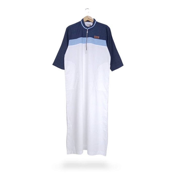 Jubah Pria JDR001 - Jubah Syafiq Lengan 3/4 Gamis Jubah Pria Dewasa Lengan Reglan - Putih, XL terbar