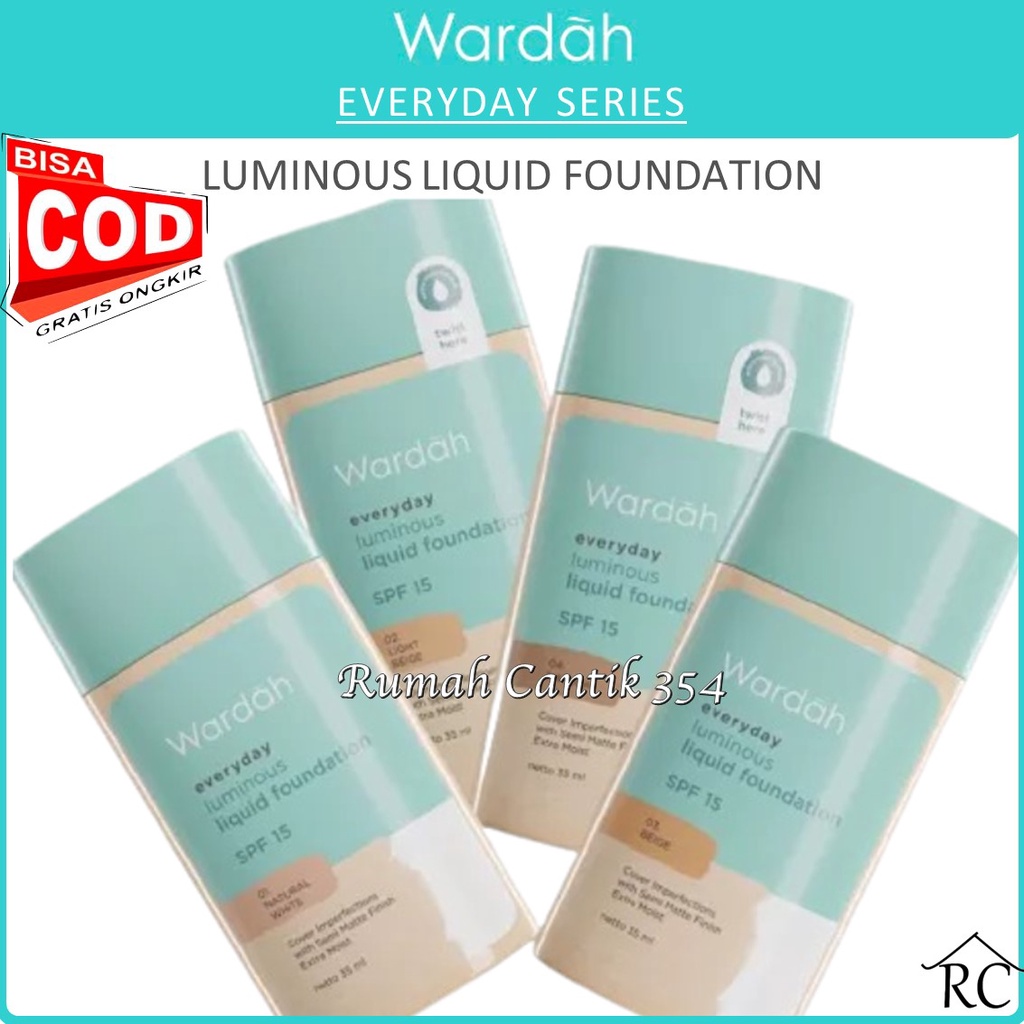 Wardah Everyday Luminous Liquid Foundation - Alas Bedak Cair Dengan Hasil Matte Natural, Tetap Melembabkan dan Mengandung SPF 15