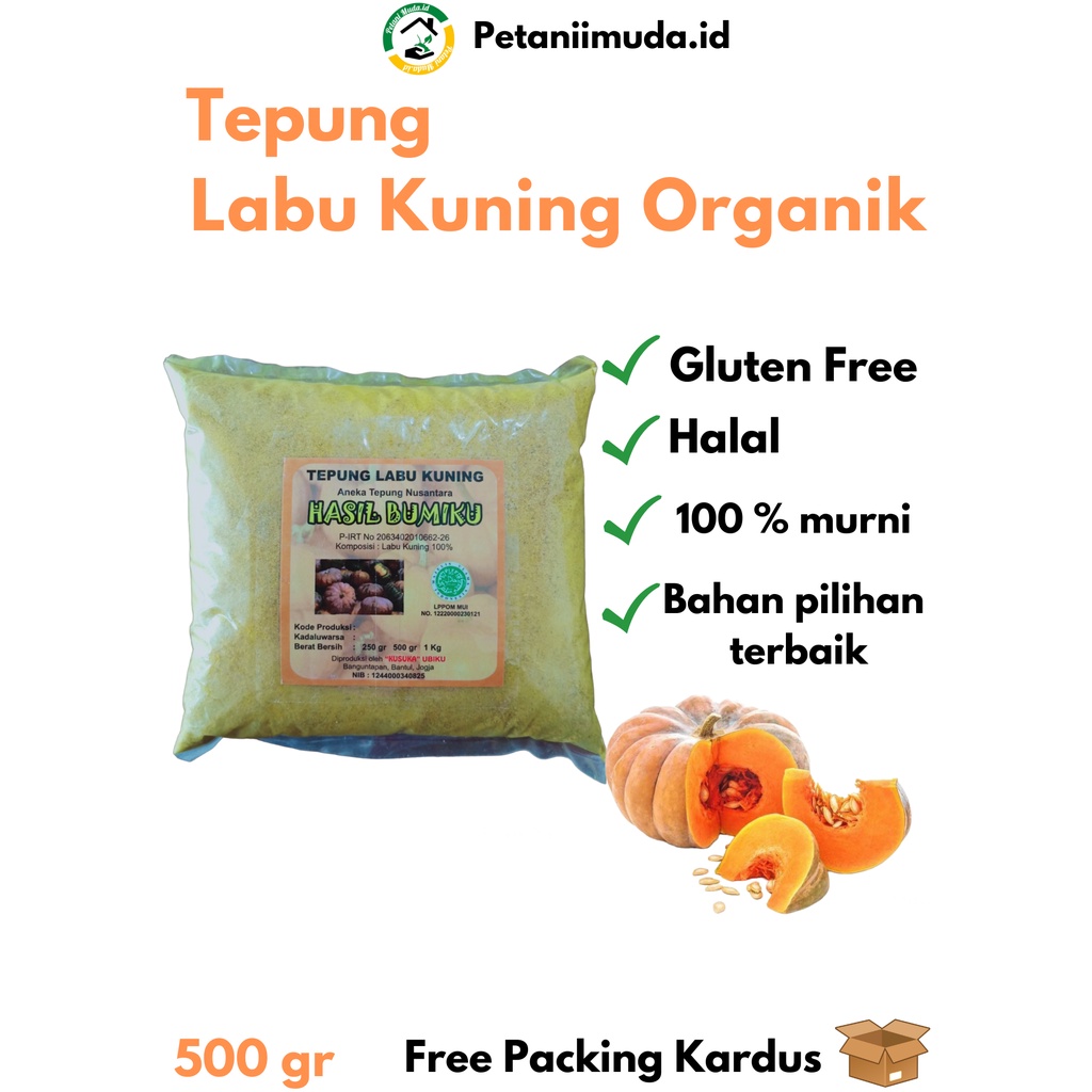 Tepung Labu Kuning Organik kemasan 500 gram/Tepung MPASI Labu Kuning Organik/Tepung Gluten Free Orga