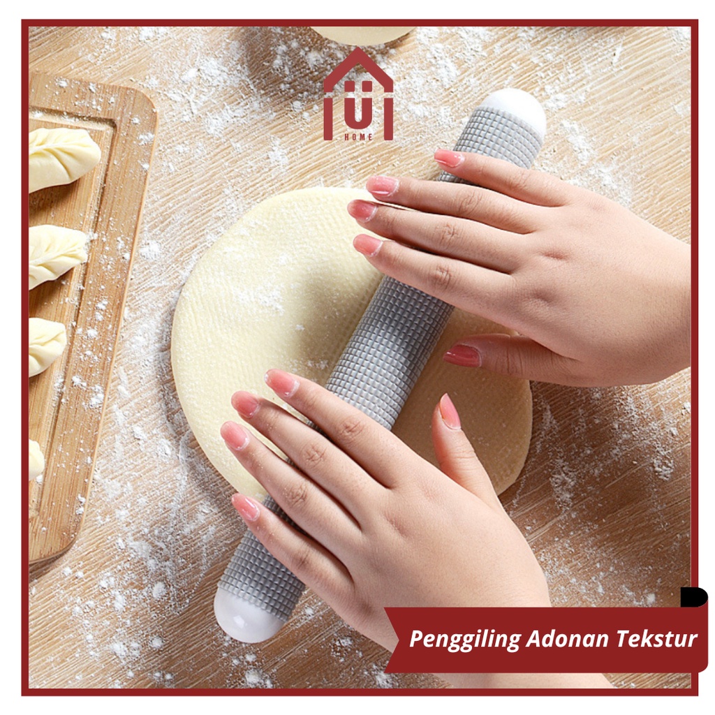 UNISO -  PENGGILING ADONAN TEKSTUR ANTI LENGKET / STICK GILINGAN ADONAN PASTEL / ROLLING PIN ADONAN KUE