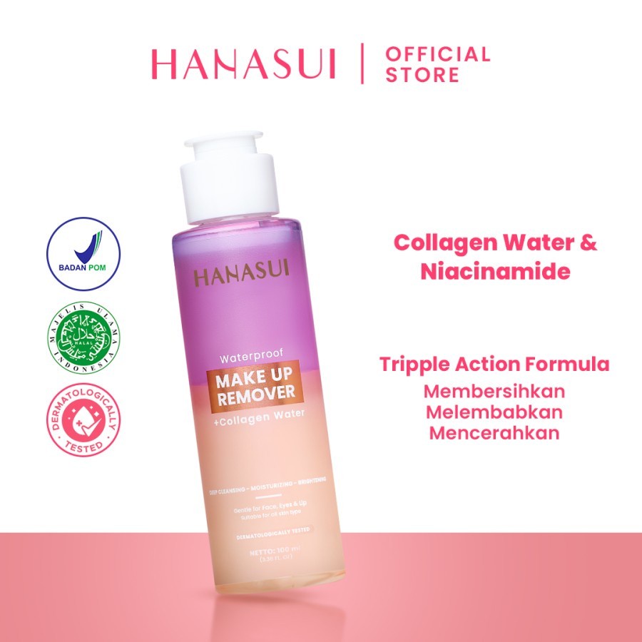 Hanasui Waterproof Make Up Remover + Collagen Water penghapus make up