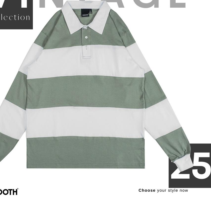 ♩ SMOOTH BASIC Vintage Rugby Polo Shirt - White Sage ✱