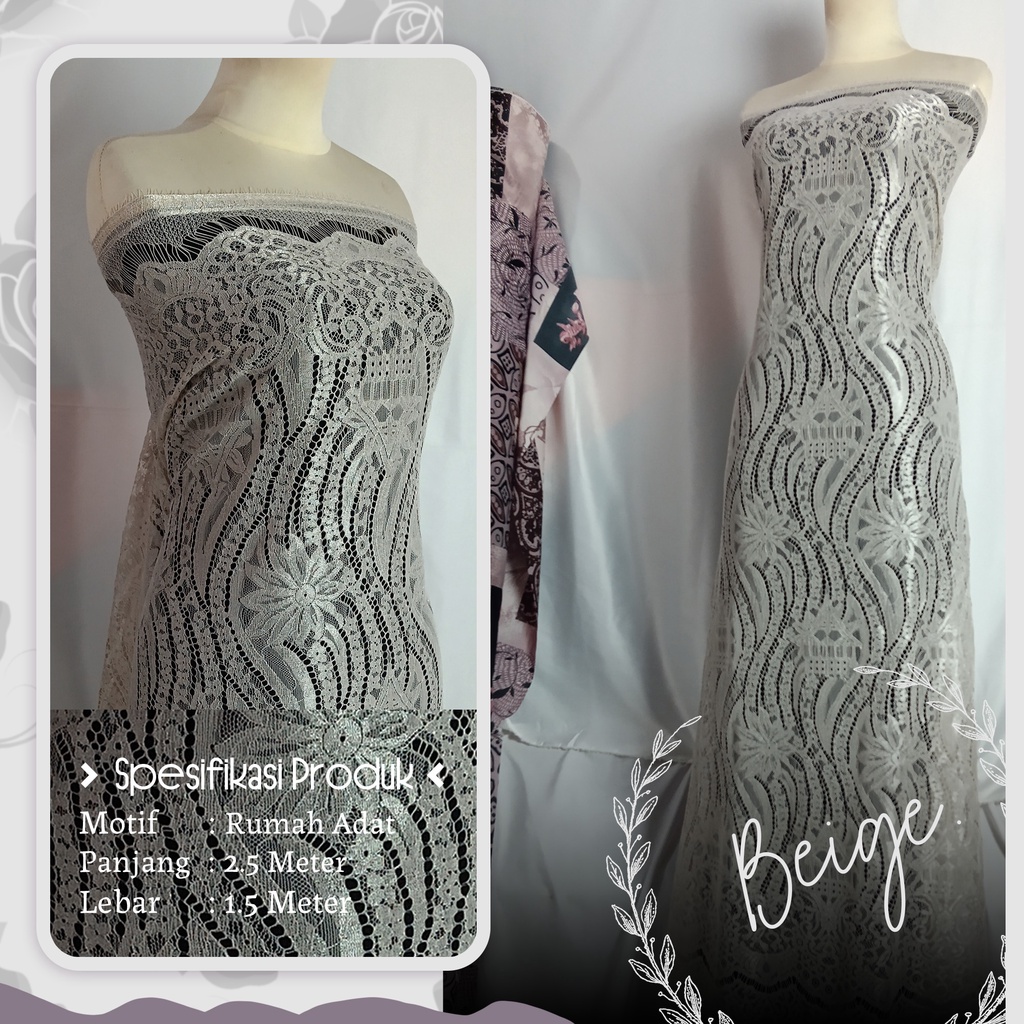 Kain Brokat Semi Perancis Metalik Panjang 2.5 Meter x Lebar 1.5 Meter