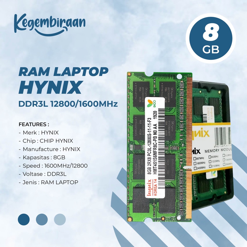 SK Hynix RAM Laptop 8GB DDR3L 12800 / 1600Mhz Sodimm Notebook