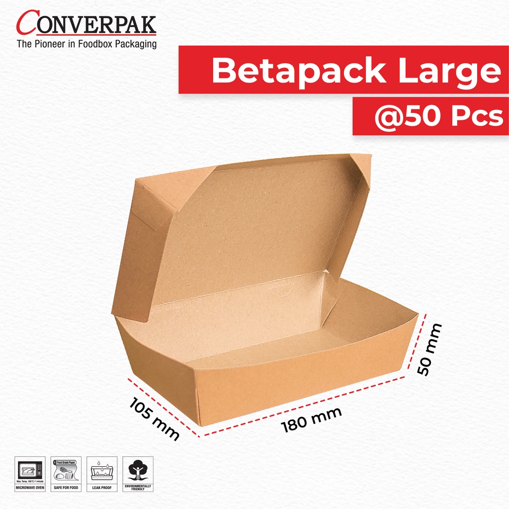 Paper Lunch Box Betapack Kraft Large/Food Grade/Eco-Friendly/50pcs