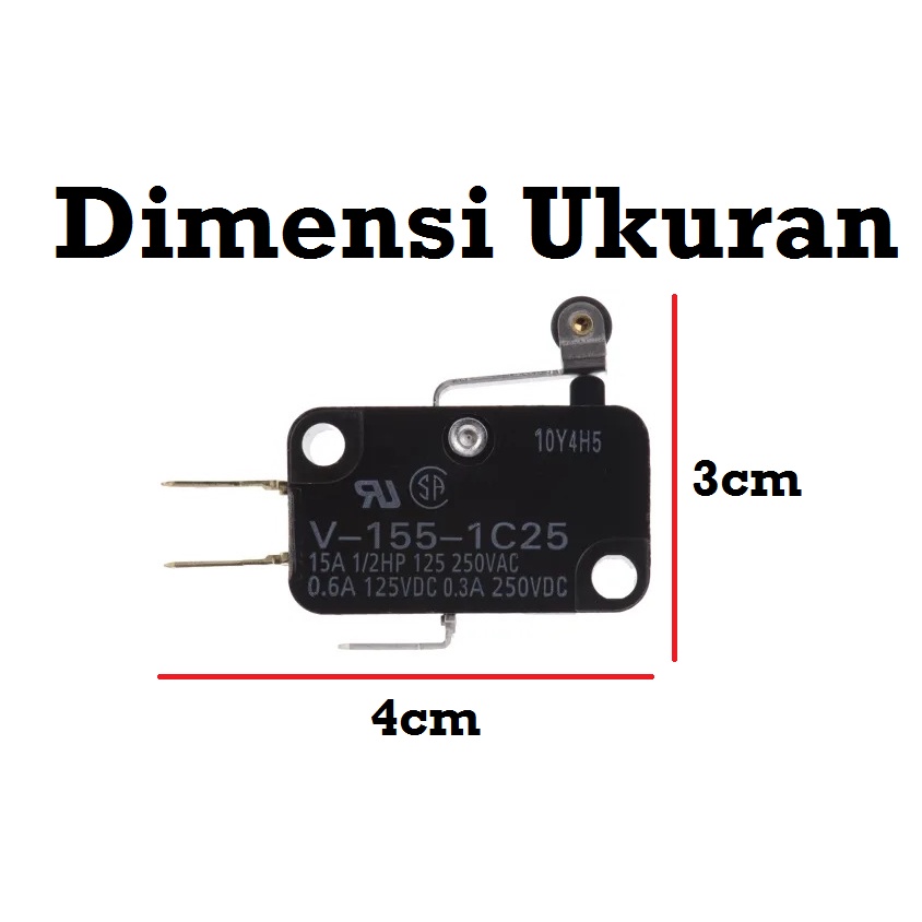 [HAEBOT] Micro Limit Switch Panjang Roda Roller SPDT 250V 15A Saklar Mikro Tekan Mini Kecil Elektronika 3 Pin Push Momentary Button