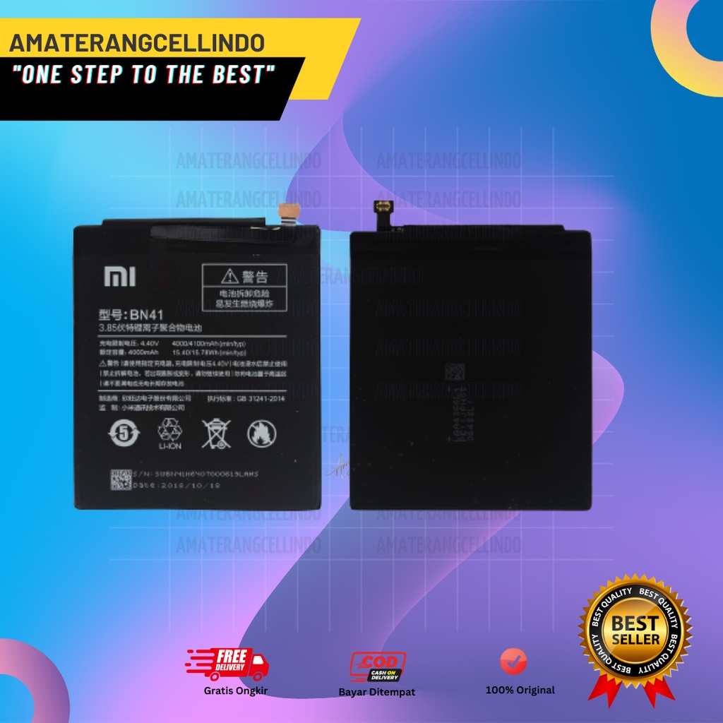 BATERAI XIAOMI REDMI NOTE 4 BN41 / BATTERY REDMI NOTE 4 BN-41 ORI