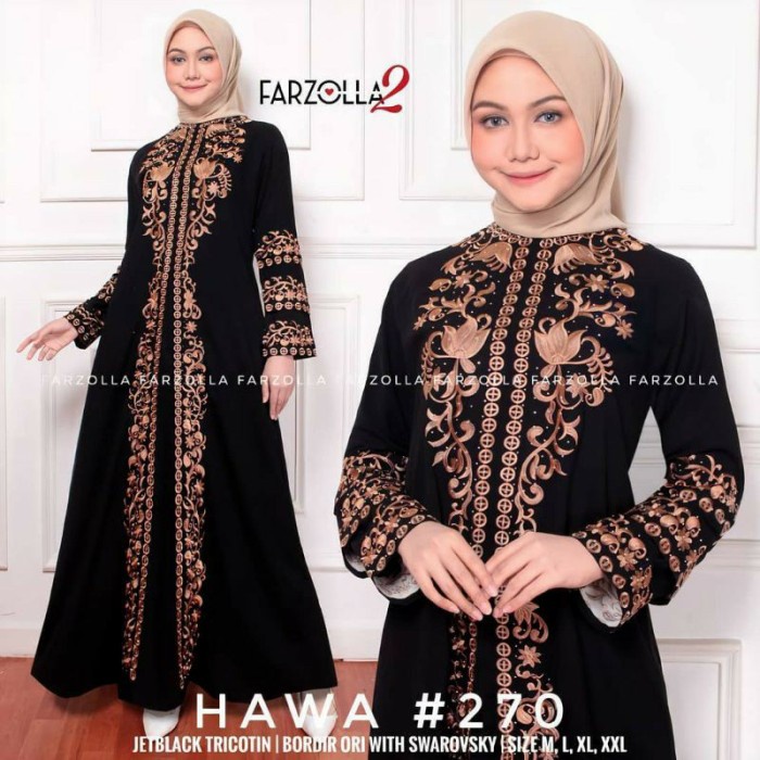 BAJU MUSLIM WANITA ABAYA JETBLACK HAWA 270 GAMIS ARAB DRESS TURKEY