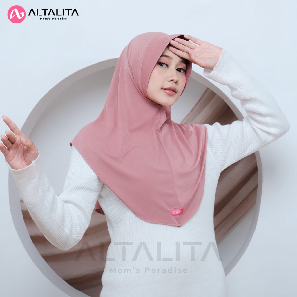 Altalita - HIjab Instan Bergo Hamidah Jersey Premium Kerudung Sport Qaila Olahraga Ukuran M Jilbab Sekolah Instan Menutup Dada